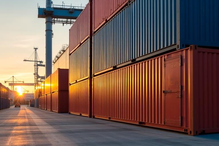 Close-up of industrial shipping containers